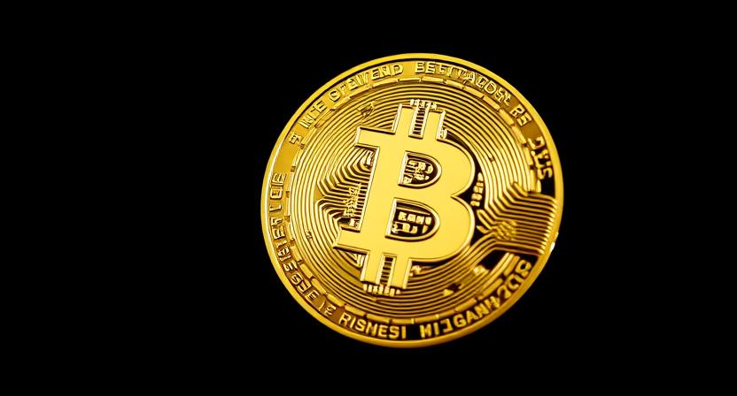 Bitcoin coin with dark background
